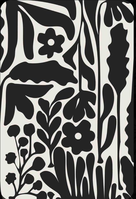 Black And White Pattern Wallpaper, Scandinavian Mural, Prints For Your Room, Black Flower Wallpaper, Black Background With Flowers, Artist Posters, Artsy Background, Iconic Art, Scandinavian Folk Art