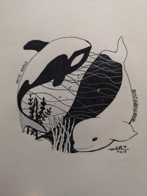 Whale Sketch, Tattoo Prague, Killer Whale Tattoo, Polar Bear Tattoo, Swimming Tattoo, Orca Tattoo, Sea Turtle Tattoo, Whale Drawing, Circle Tattoos