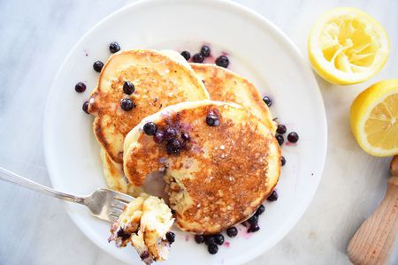 Blueberry Lemon Ricotta Pancakes Recipe Shrove Tuesday Pancakes, Blueberry Ricotta Pancakes, Crepes Pancakes, Flap Jacks, Nancy Fuller, Skip Breakfast, Morning Meals, Lemon Ricotta Pancakes, Ricotta Pancakes