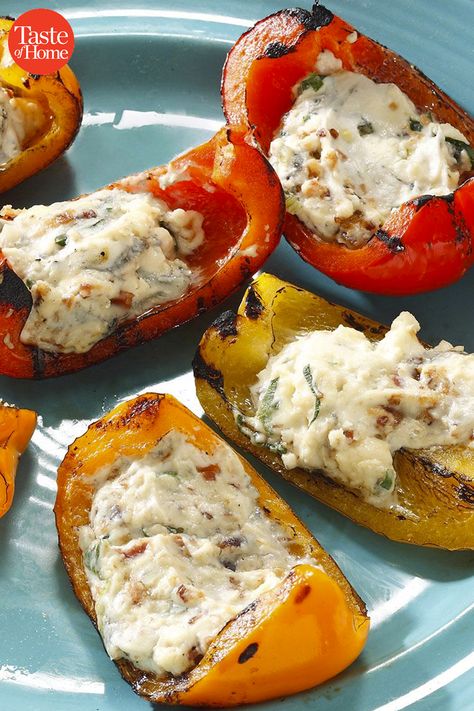 Bacon Stuffed Peppers, Grilled Side, Grilled Side Dishes, Grilling Recipes Sides, Grilling Sides, Bbq Side Dishes, Grilled Steak Recipes, Grilled Dinner, Side Dishes For Bbq