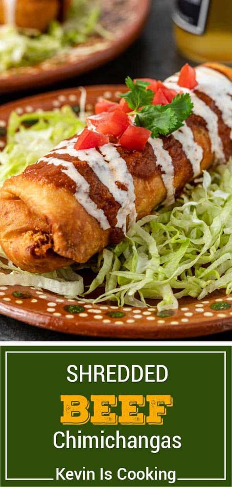 Chimichanga Recipe Beef, Leftover Shredded Beef Recipes, Shredded Beef Chimichanga Recipe, Shredded Beef Chimichangas, Chimichanga Recipes, Beef Chimichanga, Chimichanga Beef, Beef Chimichangas, Mexican Recipies