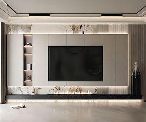 Luxury Tv Wall, Tv Feature Wall, Modern Tv Unit Designs, Feature Wall Living Room, Modern Tv Units, Living Tv, Modern Tv Wall, Latest Living Room Designs, Tv Room Design