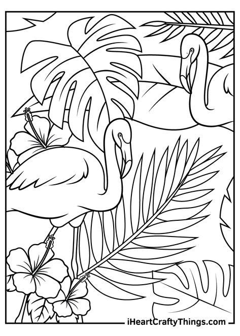 Flamingos Coloring Pages Simple Aesthetic Coloring Sheets, Printable Drawings To Paint, Traceable Drawings Free Printable, Tropical Coloring Pages, Easy Coloring Pages For Adults, Printable Coloring Pages Aesthetic, Coloring Sheets Aesthetic, Simple Coloring Pages Aesthetic, Preppy Coloring Pages