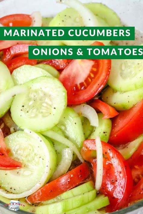 Marinated Cucumbers Onions And Tomatoes, Cucumbers Onions And Tomatoes, Onions And Tomatoes, Marinated Cucumbers, Cucumbers And Onions, Tomatoes Recipe, Cucumber Tomato Salad, Cucumber Recipes Salad, Cucumber Recipes