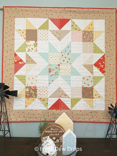 Free Charm Square Quilt Patterns, Barn Star Quilt Pattern, Charm Pack Table Topper, Mini Charm Pack Quilt Patterns, One Charm Pack Quilt, Charm Square Quilt Patterns Free, Mini Charm Pack Projects, Charm Pack Quilt Patterns Free, Quilt Pattern Simple