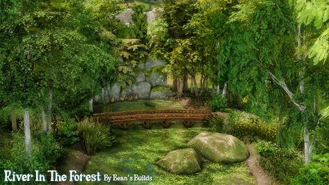 River In The Forest, Garden Slabs, Fall Landscaping, Sims Four, Fantasy Forest, Sims 4 Build, Forest House, Sims 4 Houses, Sims 4 Cc Finds