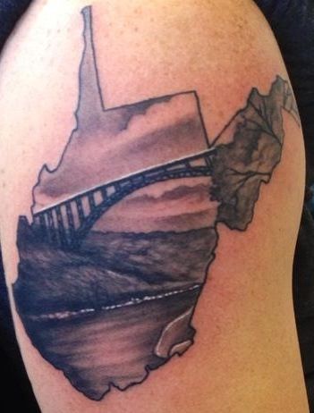 West Virginia tattoo done by brad walker in Princeton West Virginia at asylum tattoo. West Virginia Tattoo Ideas, Virginia Tattoo Ideas, Wv Tattoo, Asylum Tattoo, West Virginia Tattoo, Virginia Tattoo, West Virginia Girl, Thigh Tattoo Men, State Tattoos