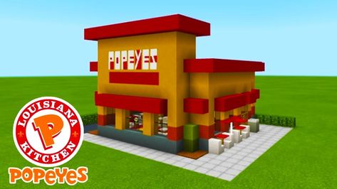 Minecraft Fast Food Ideas, Fast Food Minecraft Builds, Minecraft Fast Food Places, Minecraft Fast Food, Minecraft Restaurant Ideas, City Tutorial, Minecraft Restaurant, Minecraft Stores, Minecraft Treehouses