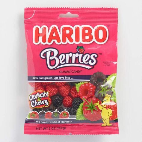 Haribo Raspberry Gummies, Set of 12 Haribo Berries, Raspberry Gummies, Valentines Day Care Package, Gummi Candy, Haribo Candy, Berry Bushes, Peg Bag, Gourmet Gift Baskets, Kids Candy