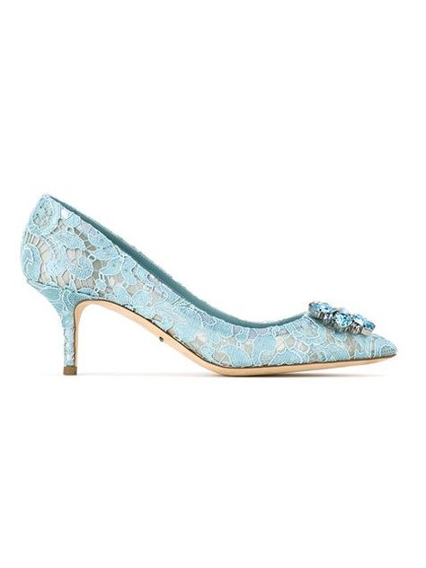 DOLCE & GABBANA . #dolcegabbana #shoes #artificial->viscose Blue Bridal Shoes, Bridal Shoes Low Heel, Rainbow Laces, Light Blue Fabric, Lace Pumps, Dolce And Gabbana Blue, Lace Shoes, Mid Heels Pumps, Designer Pumps