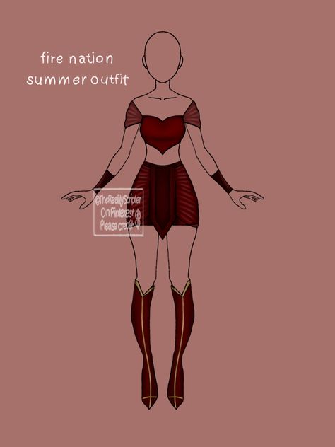 Atla Shifting Outfits, Fire Nation Dress, Fire Nation Outfits Female, Fire Nation Aesthetic Clothes, Atla Fire Nation Clothes, Avatar Outfits Fire Nation, Firebender Clothes, Avatar The Last Airbender Oc Outfits, Avatar Fire Nation Clothes