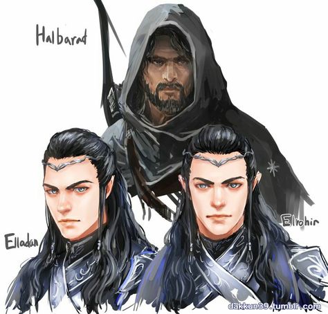 The twins Elladan and Elrohir, brothers to Arwen<<< best fan art of Elladan and Elrohir I've seen so far. Lotr Elves, Tolkien Elves, Middle Earth Art, Tolkien Books, Before The Dawn, Elf Art, Tolkien Art, Lotr Art, Fantasy Male