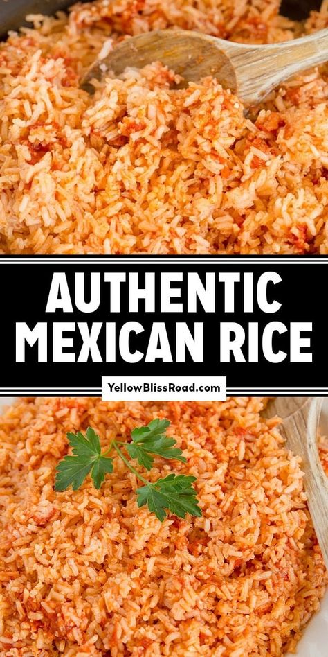 Learn how to make Authentic Mexican Rice! This simple recipe has few ingredients and goes with a variety of Mexican food like tacos, burritos and more. Easy Homemade Mexican Rice, How To Make Homemade Mexican Rice, Mexican Rice With Precooked Rice, The Recipe Critic Mexican Rice, Easy Peasy Mexican Rice, Authentic Mexican Rice, Mexican Rice, White Rice, Few Ingredients