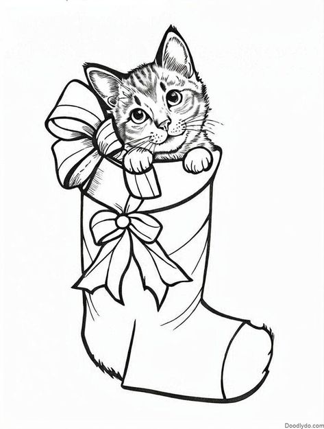 Cat Christmas Coloring Pages Check more at https://doodlydo.com/cat-christmas-coloring-pages/ Christmas Cat Coloring Pages, Merry Christmas Cat, Cat Coloring, Bird Coloring Pages, Miss Kitty, Cat Coloring Page, Christmas Coloring, Cat Christmas, Christmas Cat