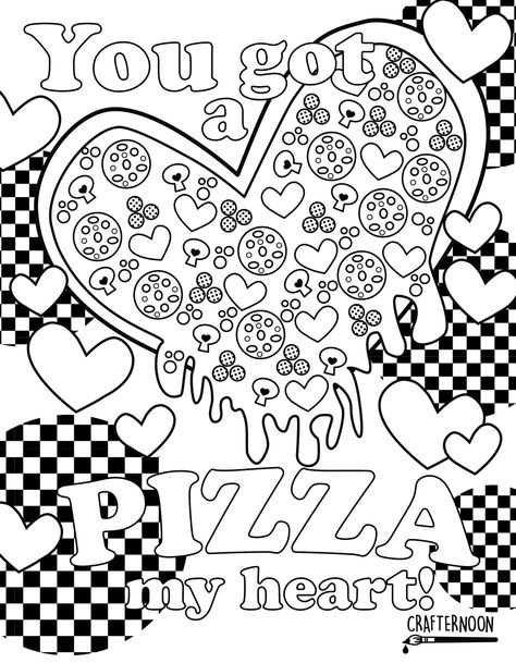 Free Printable Pizza themed colouring page Heart Shaped Pizza Recipe, Valentines Homemade, Pizza Printable, Pizza Coloring Page, Printable Pizza, Toy Story Coloring Pages, Tumblr Coloring Pages, Shaped Pizza, Football Coloring Pages