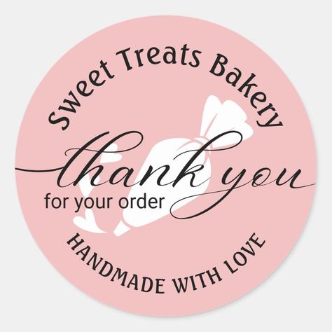 Thank You For Your Order Cute Pink Cake Bakery Classic Round Sticker  Zazzle Cute Pink Cake, Cake Bakery, Cake Business, Bakery Cakes, Pink Cake, Thank You Stickers, Logo Sticker, Round Stickers, Cute Pink