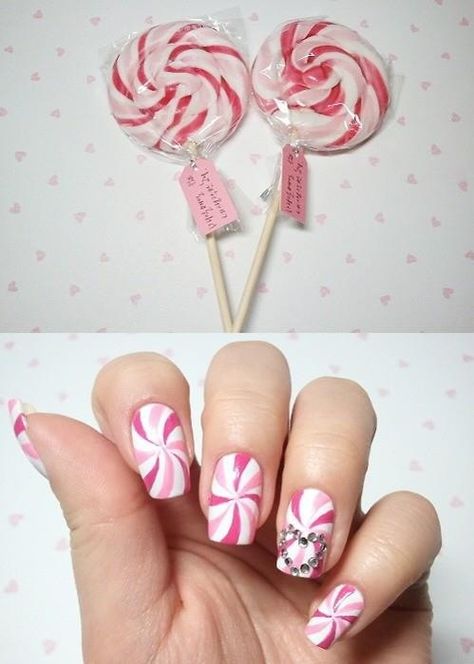 Candy cane nail design Pink Nail Designs, Toe Nail Designs, Nails Desing, Fabulous Nails, Fancy Nails, Artificial Nails, Nails Designs, Love Nails, How To Do Nails