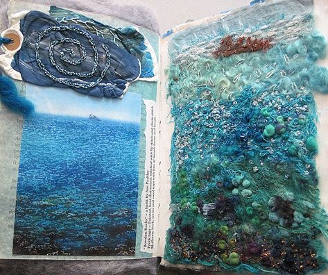 Carolyn Saxby, Mixed Media Textile Art, Textiles Sketchbook, A Level Textiles, Mixed Media Textiles, Textiles Projects, Textil Design, Creative Textiles, Water Art