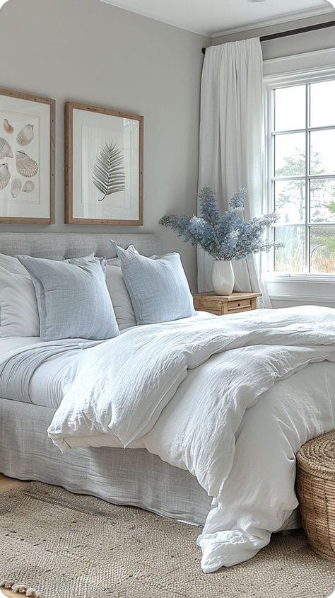 White And Blue Apartment Aesthetic, Light Blue Bedroom Accents, Light Blue Bedroom Aesthetic, Blue Dorm Decor, Light Blue Room, Light Blue Dorm Room, Light Blue Dorm, Room Light Blue, Airy Curtains