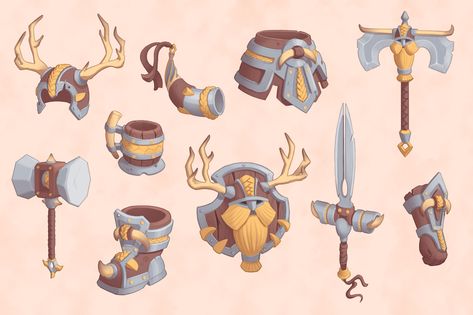 ArtStation - Viking props sketches, Kseniya Arkhipova Viking Props Concept Art, Viking Concept Art, Viking Props, Viking Aesthetic, Stylized Character, Vikings Game, Props Concept, Viking Helmet, Casual Art