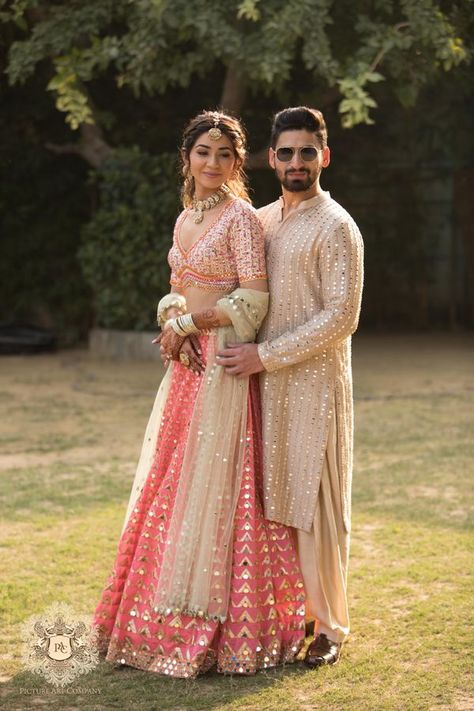 A Delhi Wedding With The Bride In A Shimmery Lehenga Gowns For Engagement, Groom Dress Men, Wedding Dresses Men Indian, Sangeet Outfit, Mehendi Outfits, Couple Wedding Dress, Indian Bride Outfits, Couple Dress, Traditional Indian Outfits