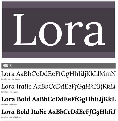 Lora is a well-balanced contemporary serif with roots in calligraphy. It is a text typeface with moderate contrast well suited for body text.  A paragraph set in Lora will make a memorable appearance because of its brushed curves in contrast with driving serifs. The overall typographic voice of Lora perfectly conveys the mood of a modern-day story, or an art essay.  Technically Lora is optimised for screen appearance, and works equally well in print. Hackathon Ideas, Lora Font, Art Essay, Modern Serif Fonts, Ideas For Design, Google Fonts, Courier Service, Fonts Alphabet, Serif Fonts