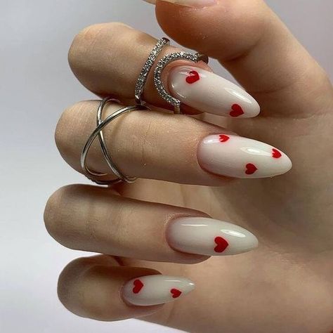 Romantic Nails, Cherry Nails, Nail Swag, Heart Nails, Funky Nails, Valentine's Day Nails, Valentines Nails, Best Acrylic Nails, Cute Acrylic Nails