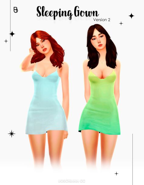 Sims 4 Sleep Wear Cc, Cute Silk Dress, Sleep Hair, Cc Clothing, Female Sims, Sleeping Gown, Sims 4 Male Clothes, Sleep Hairstyles, Sims Clothes