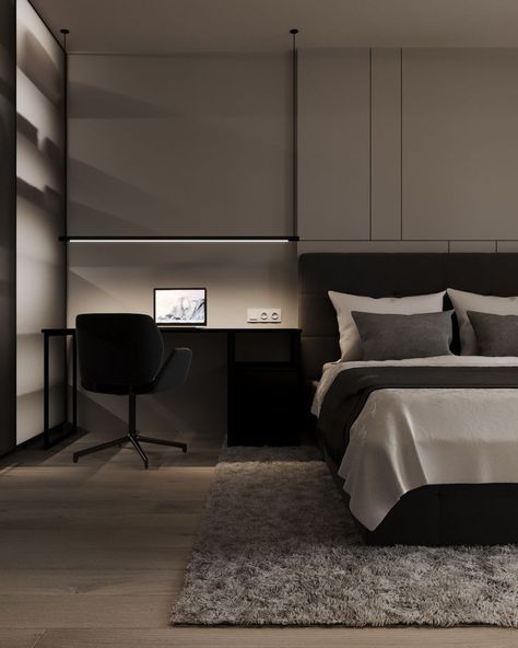 Minimalistic Bedroom Design, Beige And Black Bedroom, Minimalistic Bedroom, Small Bedroom Interior, Minimalistic Interior, Diy House Plans, House Floor Design, Small Apartment Design, Ceiling Detail