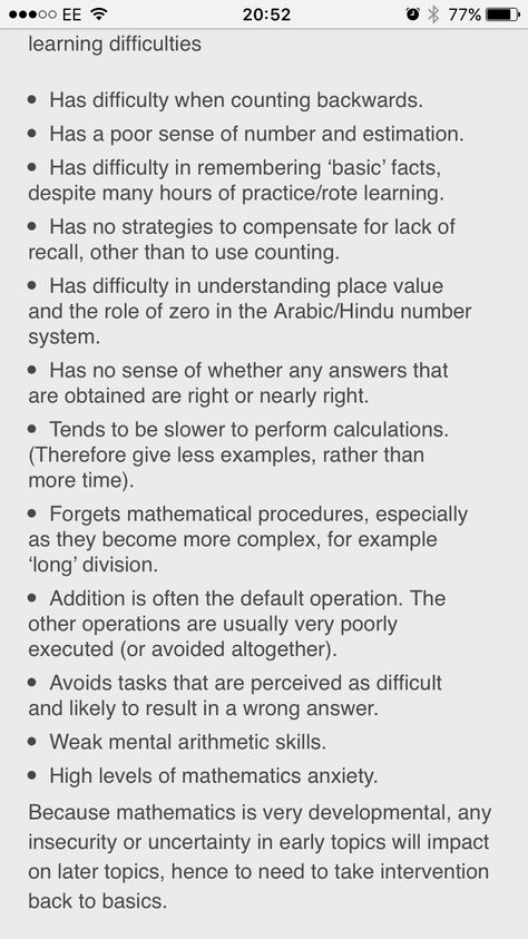 Dyscalculia Dyscalculia Symptoms, Dyscalculia Strategies, Counting Backwards, I Hate Math, Learning Disorder, People Problems, Learning Difficulties, Clinical Psychology, Basic Facts