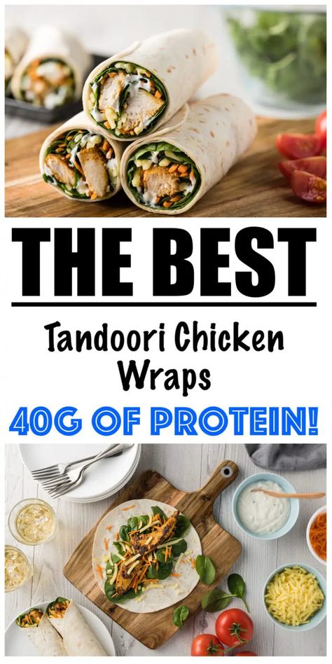 Low Calorie Chicken Wraps! Low Calorie Wraps, Chicken Wraps Healthy, 500 Calories Recipes, Tandoori Recipes, 500 Calorie Meals, Lunch Chicken, Low Calorie Chicken, Can Chicken Recipes, Chicken Wrap Recipes