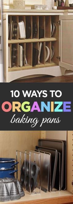 Baking Pans Organization, Pan Organization, Kitchen Organization Diy, Organizing Hacks, Organisation Hacks, Ways To Organize, Kitchen Hacks Organization, Diy Kitchen Storage, Kitchen Cabinet Organization