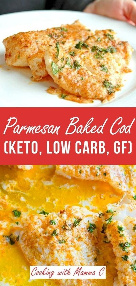 This Parmesan Baked Cod Recipe is so popular! It’s even loved by toddlers and people who don’t like fish! It’s the best cod, and it’s keto, low carb and gluten free! #Fish #Dinner Parmesan Fish Baked, Low Carb Haddock Recipes, Low Carb Meals Fish, Bariatric Cod Recipe, Low Carb Fish Recipes For Dinner, Keto Baked Fish Recipes, Cod Tenderloin Recipes, Low Fodmap Cod Recipe, Cod Keto Recipes