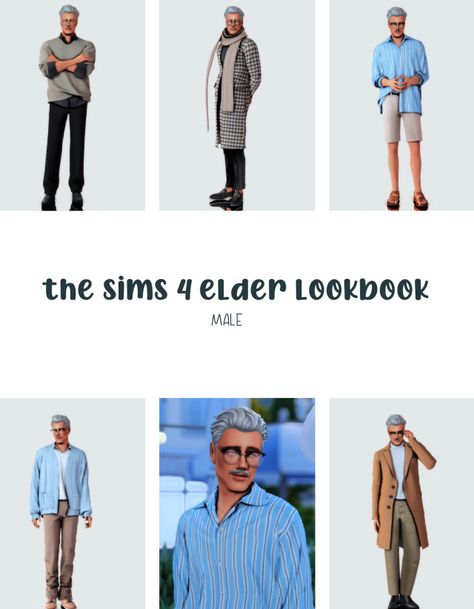 Sims 4 Cc Elder Clothes Male, Elder Sims 4, Sims 4 Cc Elder, Sims 4 Male Look Book, Sims 4 Elder, Sims 4 Elder Cc, Masc Clothes, Sims 4 Men Clothing, Lookbook Ideas