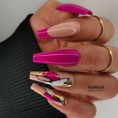 Futuristic Nail Art Designs, Summer Nails Ballerina Shape, Hot Nails Trends, Fucsia Nails, Rosa Nails, Poppin Nails, Nails Ballerina, Designer Nails, 2023 Nails