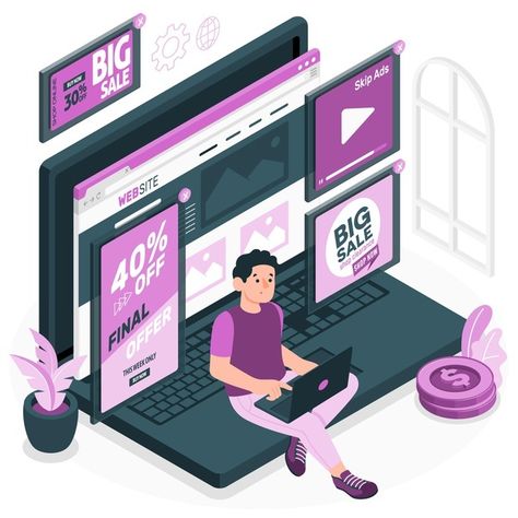 Online ads concept illustration Free Vec... | Free Vector #Freepik #freevector #business #shopping #marketing #sales Illustration Story, Display Advertising, Vector Online, Isometric Illustration, Free Ads, Online Ads, Marketing Online, Online Advertising, Digital Marketing Strategy