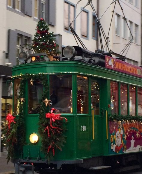 Basel, Switzerland tram near the Christmas Markets Basel Switzerland Christmas, Christmas In Switzerland, Swiss Christmas, Switzerland Christmas, European Christmas Markets, European Christmas, The Spirit Of Christmas, Christmas Markets Europe, Christmas In The City