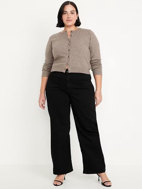 High-Waisted Wow Wide-Leg Jeans | Old Navy Old Navy Plus Size Outfits, Old Navy Plus Size, Jack Black, Back Patch, Petite Size, Belly Button, Recycled Cotton, Wide Leg Jeans, Plus Size Outfits