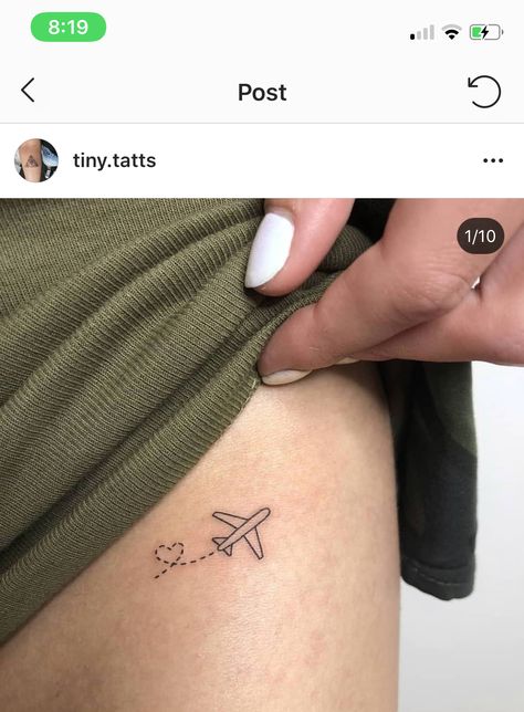 Traveling Matching Tattoos, Aviation Tattoo Women, Fine Line Airplane Tattoo, Plane Travel Tattoo Ideas, Tattoos For Travelers, Best Friend Tattoos Airplane, Backpacker Tattoo, Little Airplane Tattoo, Mini Tattoos Airplane