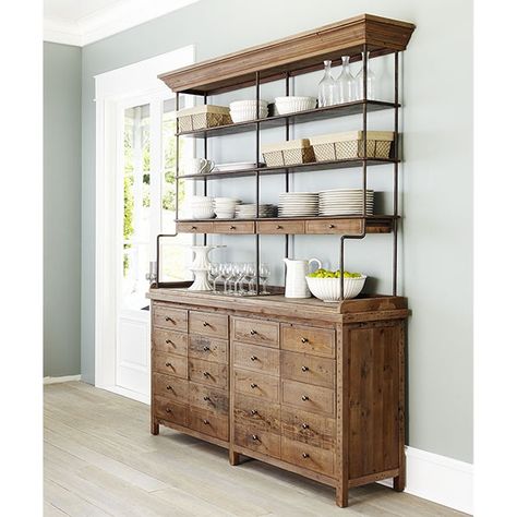 Furniture Trends | perfectly imperfect | painted furniture I love the shabby chic industrial look of this unit Reclaimed Wood Bookcase, Pine Bookcase, Dining Room Buffet, Reclaimed Pine, Furniture Trends, Bookcase Shelves, Hutch, Wisteria, Dining Room Decor