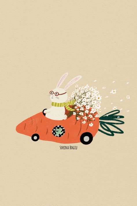 Cool Rabbit Illustration, Rabbit Illustration Cute, Easter Illustration Design, Rabbit Illustration Design, Rabbits Illustration, Cute Rabbit Illustration, Easter Bunny Illustration, Carrot Illustration, Carrot Art