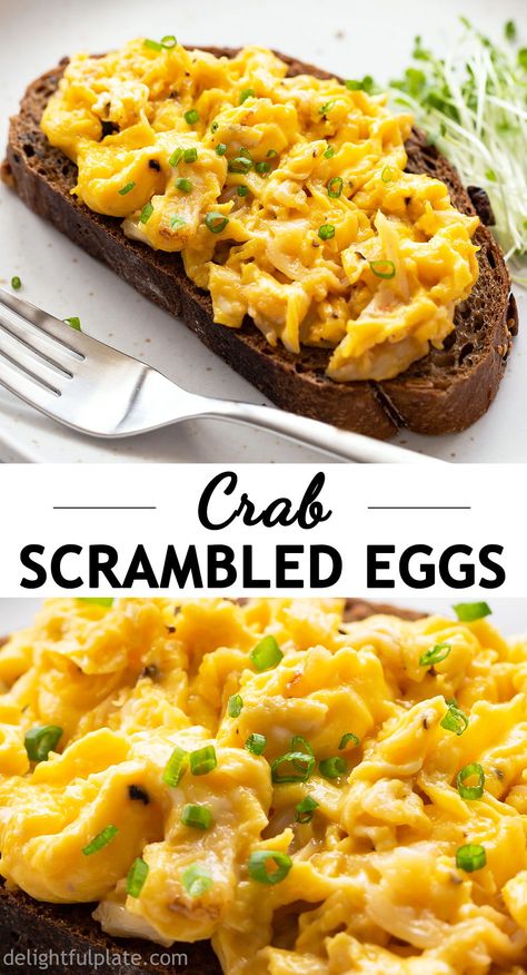 Egg And Crab Breakfast, Breakfast Crab Recipes, Fish And Eggs Breakfast, Crab Omelette Recipe Breakfast, Breakfast Ideas With Shrimp, Crab Scrambled Eggs, Crab And Eggs Breakfast, Seafood Breakfast Ideas, Crab Breakfast Recipes