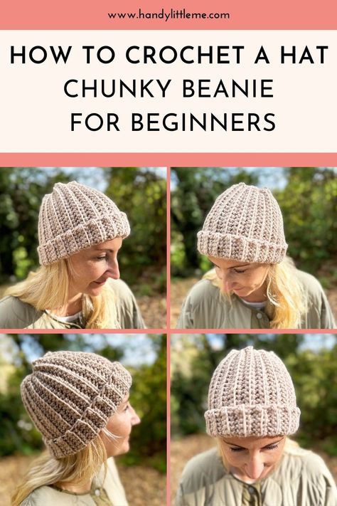 Learn how to crochet a cozy hat with this easy step-by-step tutorial! Featuring clear photos and a helpful video guide, this pattern is perfect for beginners and experienced crocheters alike. Pin now to start crafting your new favorite hat! Crochet Hat How To, How To Crochet A Hat For Beginners, How To Crochet A Beanie, Easy Crochet Hats For Beginners, Easy Crochet Hat Pattern Free, Crochet Chunky Hat, How To Make A Beanie, Crochet Chunky Beanie, Chunky Crochet Beanie