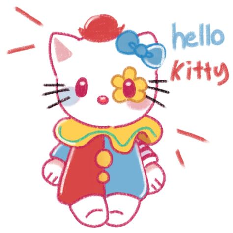 Clown Outfit, Clown Clothes, A Clown, Clown Costume, Hello Kitty Plush, Hello Kitty Wallpaper, A Drawing, Hello Kitty, Kitty