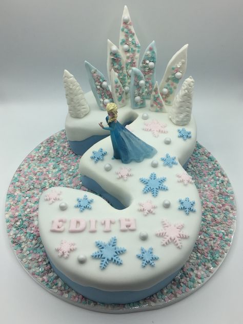 Frozen 3rd Birthday Cake, Let It Go Frozen, Frozen 3rd Birthday, 3rd Birthday Cake, Cake Frozen, Number Birthday Cakes, 25 Birthday, 25th Birthday Cakes, Shape Cake