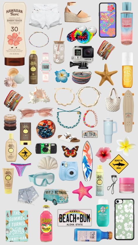 Summer Wishlist Ideas, Things To Buy For Summer, Summer Essentials Clothes, Beachy Girl Aesthetic, Summer Bag Essentials, Surf Room Decor, Summer Checklist, Summer Necessities, Surf Room