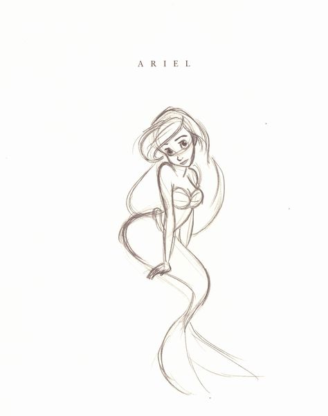 The Art Behind The Magic — Ariel Sketch From “Walt Disney’s Little Mermaid:... Ariel Sketch, Ariel Tattoo, Little Mermaid Tattoo, Ariel Drawing, Pearl Aesthetic, Mermaid Sketch, Mermaid Drawings, Disney Art Drawings, Mermaid Tattoo