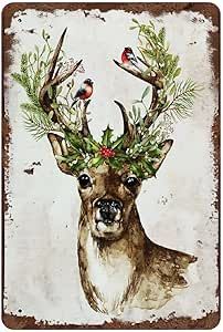 Funny Animal Paintings, Reindeer Pictures, Art For Christmas, Deer Pictures, Painting For Living Room, Winter Wall Art, Winter Painting, Hur Man Målar, Vintage Tin Signs