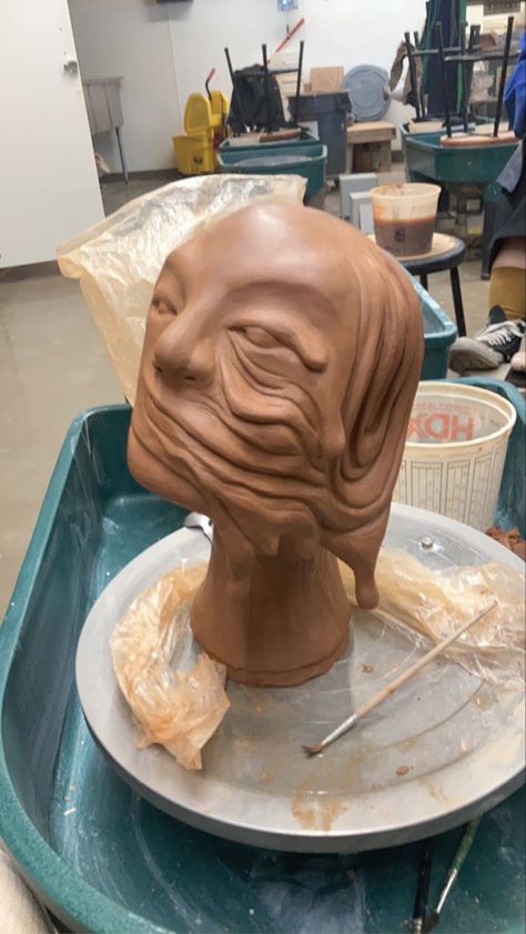 Anatomy Ceramics, Clay Bust Sculpture, Grotesque Art, Ap Ceramics, Ceramic Bust, Leaving Cert, High School Art Projects, Ceramic Sculpture Figurative, Sculpture Lessons