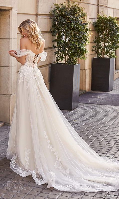 anna sposa 2021 bridal off shoulder straps plunging v neckline embellished bodice a line ball gown wedding dress chapel train corset back (2) bv -- La Petra by Anna Sposa Group 2021 Wedding Dresses | Wedding Inspirasi  #wedding #weddings #bridal #weddingdress #weddingdresses #bride #fashion #collection:Barcelona #label:AnnaSposa #week:262020 #year:2021 ~ Wedding Dress With Corset Back, Corset Back Wedding Dress, Dress With Corset Back, Wedding Dress With Corset, Tulle Ball Gown Wedding Dress, Wedding Dress Backs, Buy Wedding Dress, Dress With Corset, Wedding Dress Train